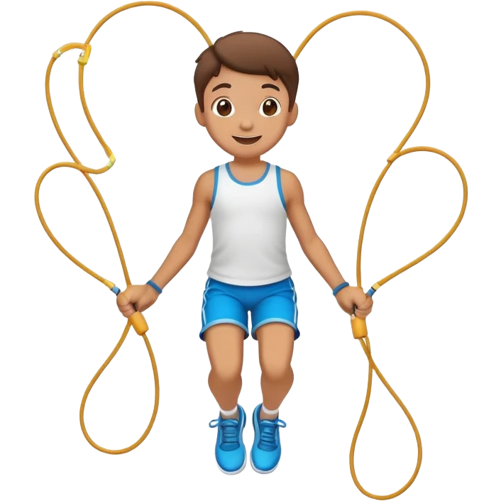 child jumping rope, cheerful expression emoji