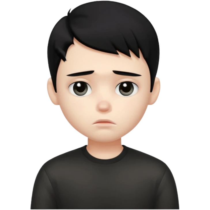a PRETTY BRATZ boy with black long hair looking sad and covering his face emoji