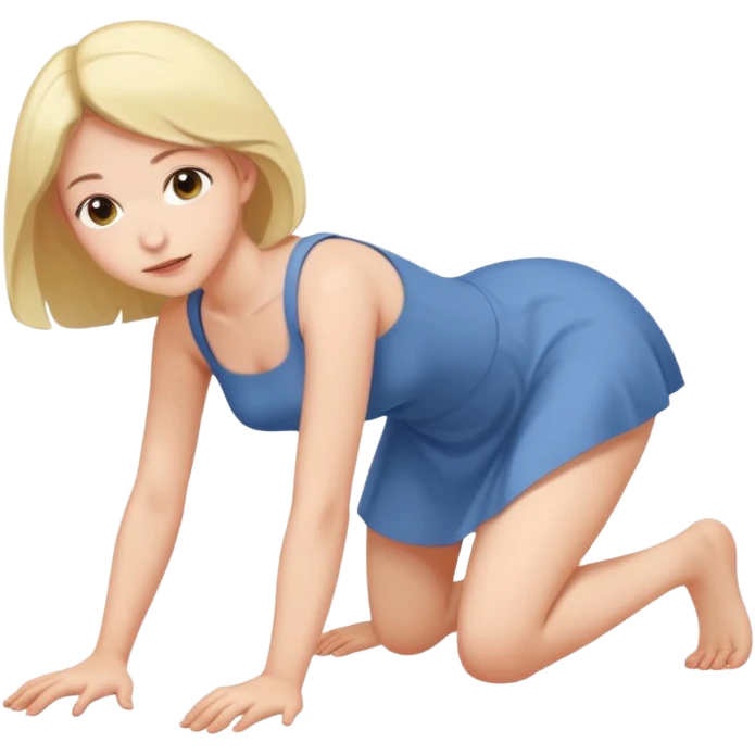 a young woman on all fours, crawling like a bitch. emoji