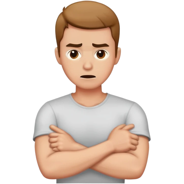 man angrily crossing arms holding neck emoji