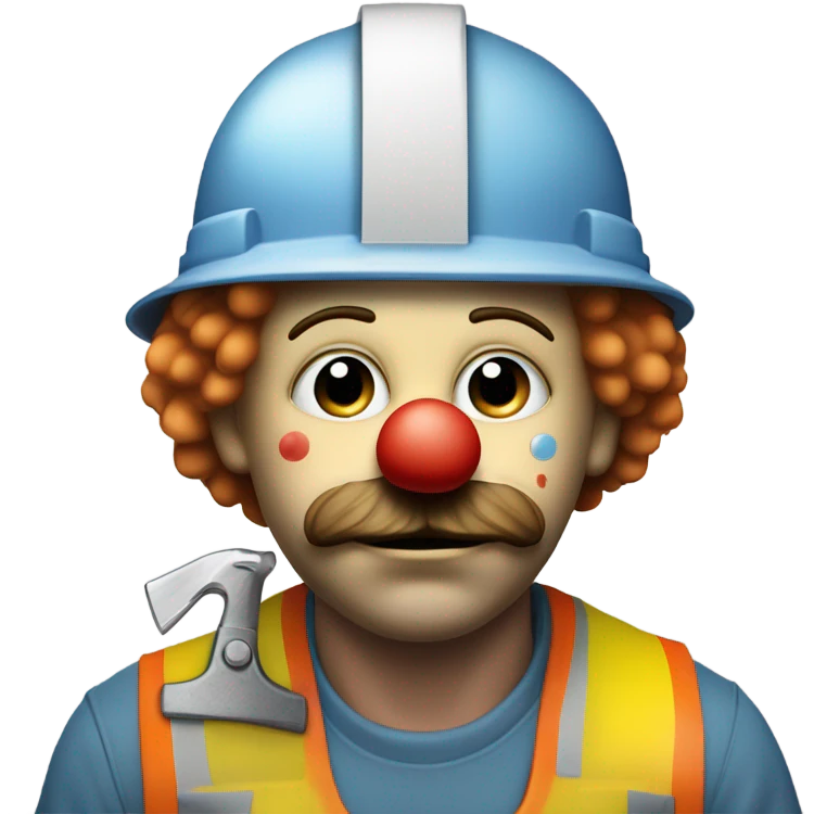 Sad clown working construction emoji