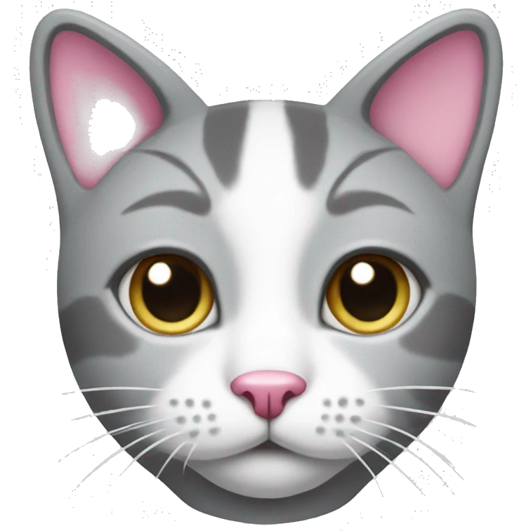 Grey and white cat with pink nose emoji