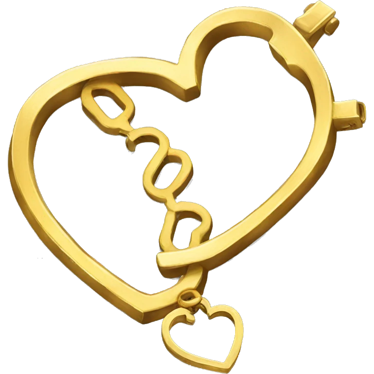 Gold handcuffs with a heart emoji