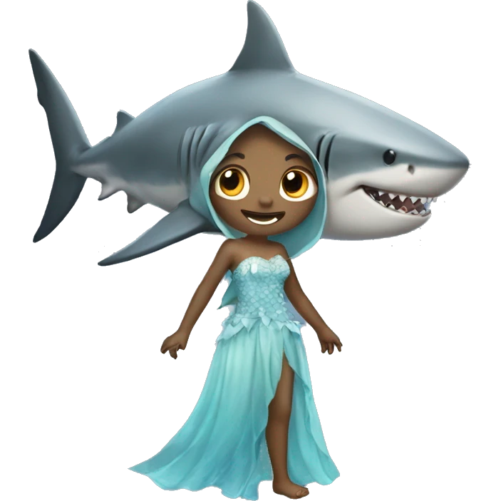 shark with a fairy dress emoji