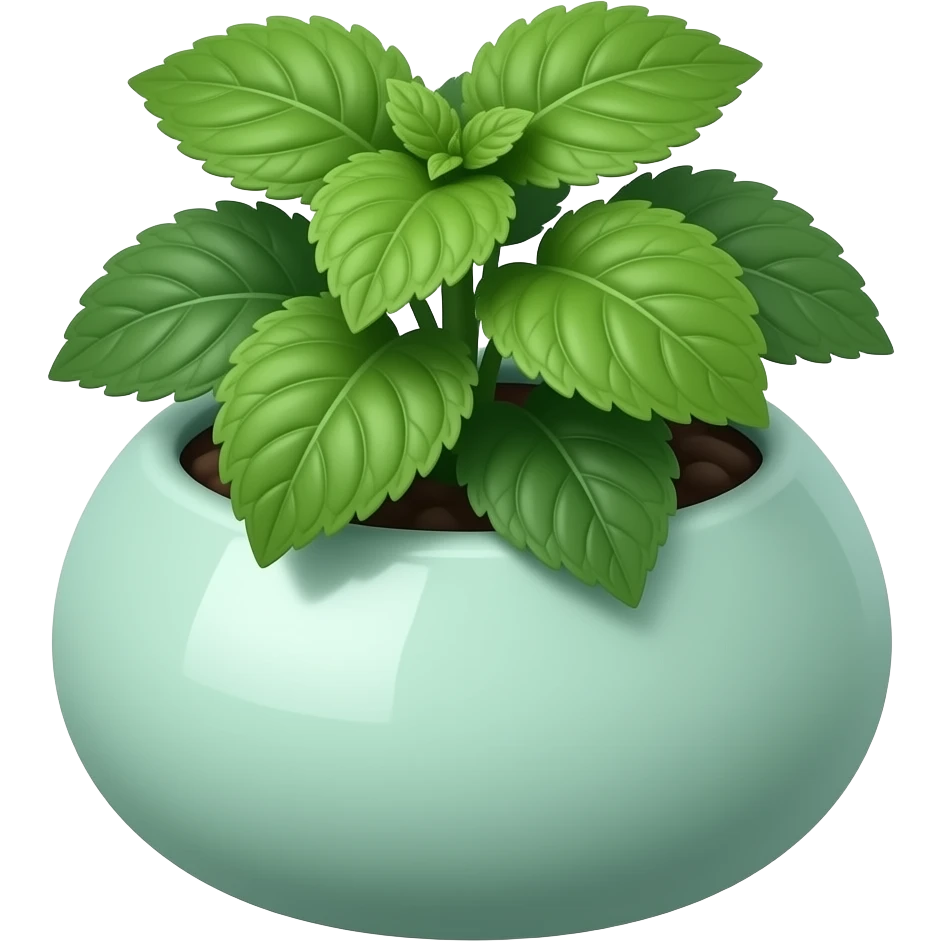 Create an elegant and decorative circular ceramic planter. The planter has a wide mouth and a low profile. It is glazed in a pastel green and contains a coleus plant. The background is white. Illustration style: cartoon – Art Deco – 2D emoji