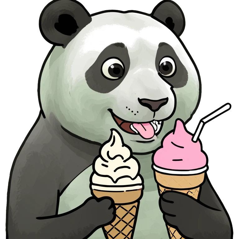 Panda eating ice cream emoji