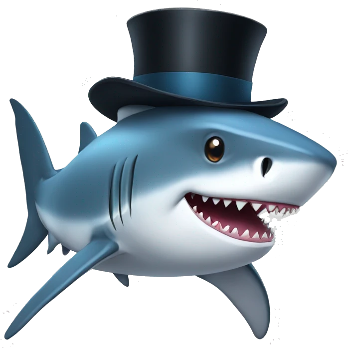 Shark with a top hat emoji
