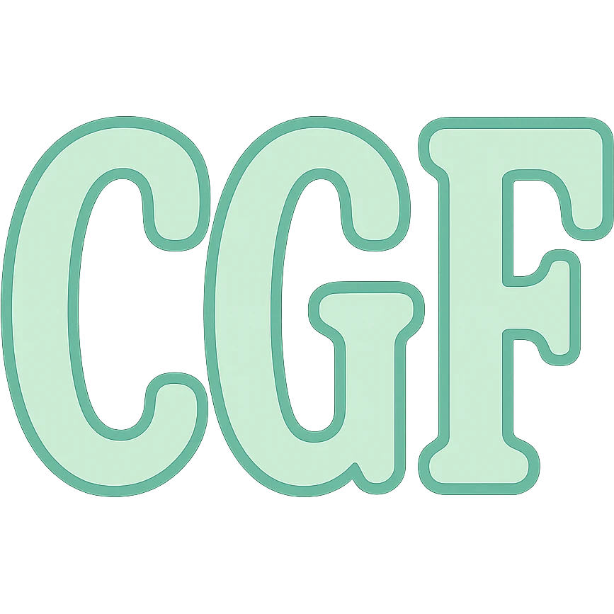 Change the border and fill to pastel green. Use a classic font for 'CGF'. Keep the style and transparency the same. The style is flat pink gray but the fill and border should be pastel green. emoji
