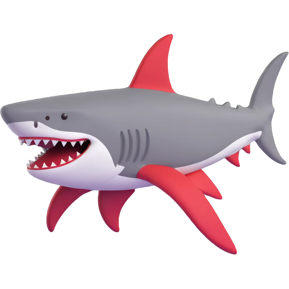 shark with red and white Jordans on fins and back fin emoji