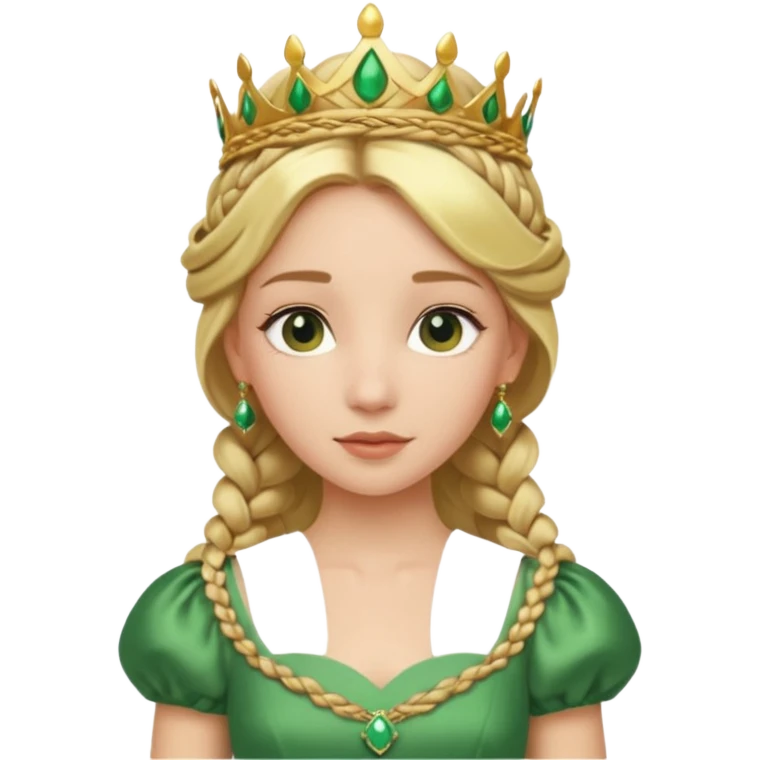 Princess in green Dress with Tiara, Braided Blonde Hair emoji