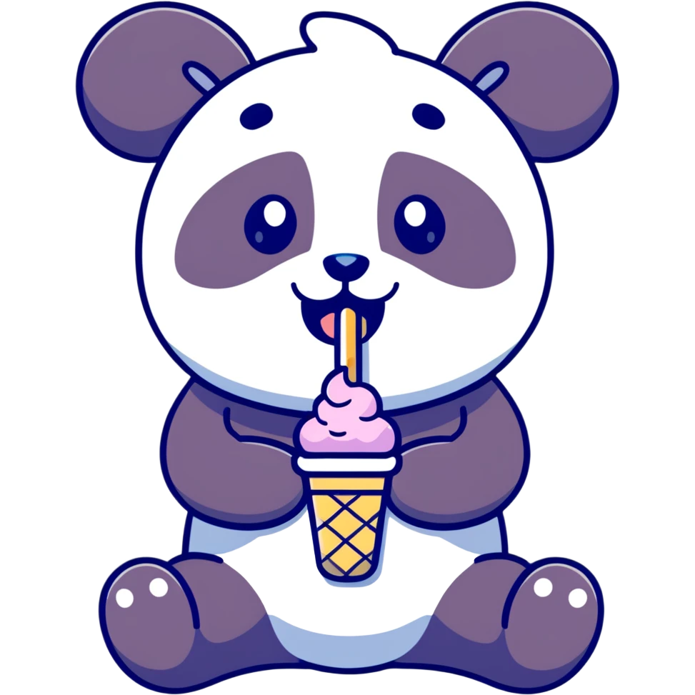 Panda eating ice cream emoji