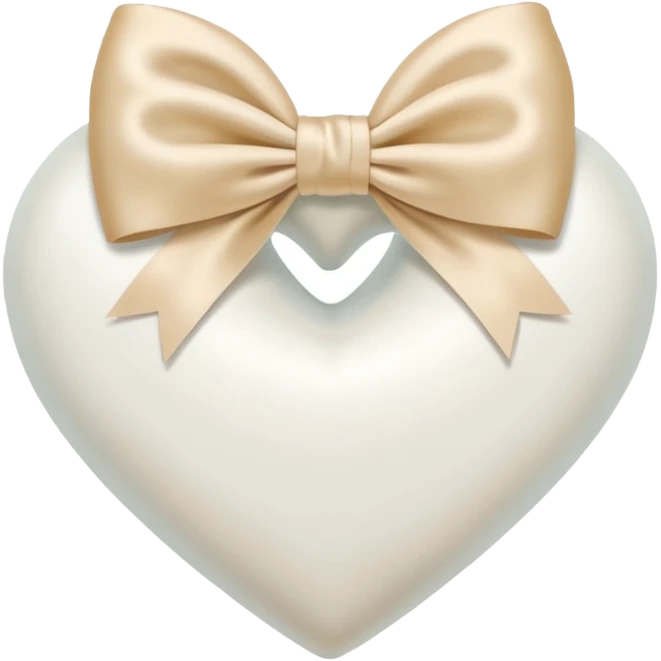 white heart with beige bow emoji