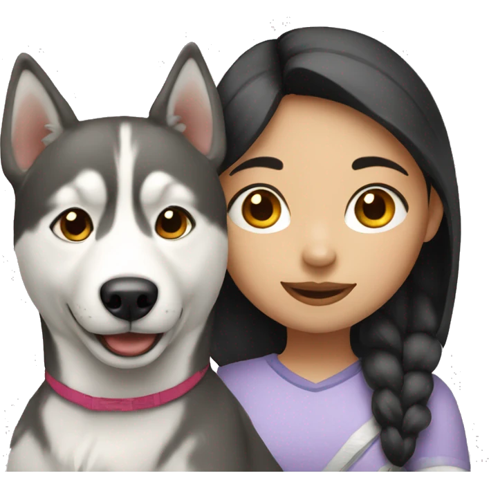 Asian Girl with husky dog emoji