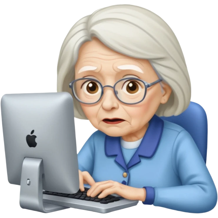 Extremely Confused old lady at computer  emoji