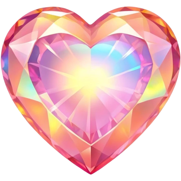 Heart cut pink fire opal gemstone with holographic rainbow plays of fire and brilliance emoji