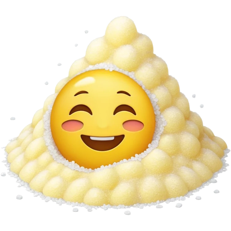 Happy emoji with a pile of salt emoji