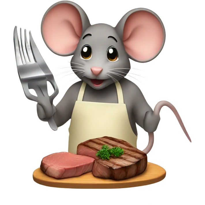 Mouse cooking a steak dinner  emoji