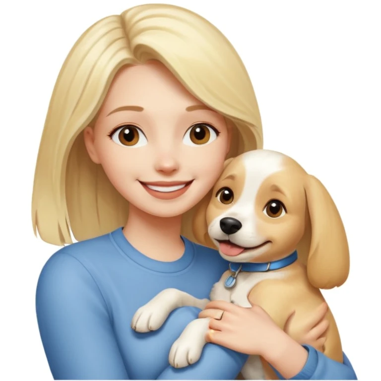 happy blonde woman with pale skin embracing a dog emoji