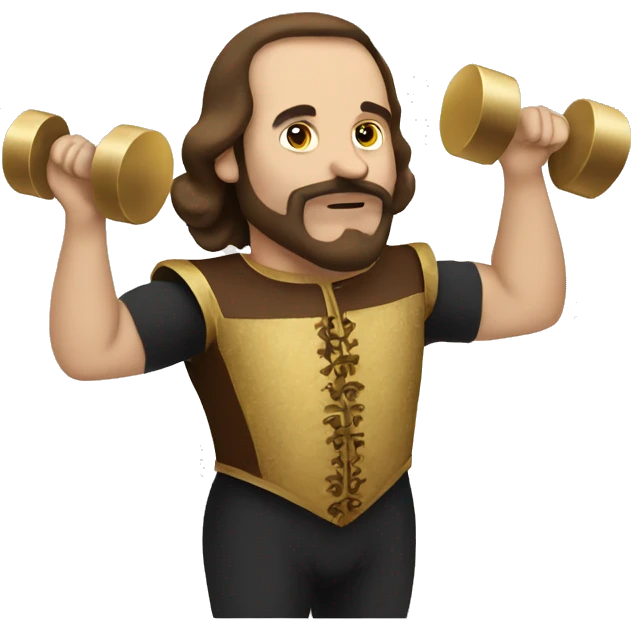 Shakespeare lifting dumbbell emoji