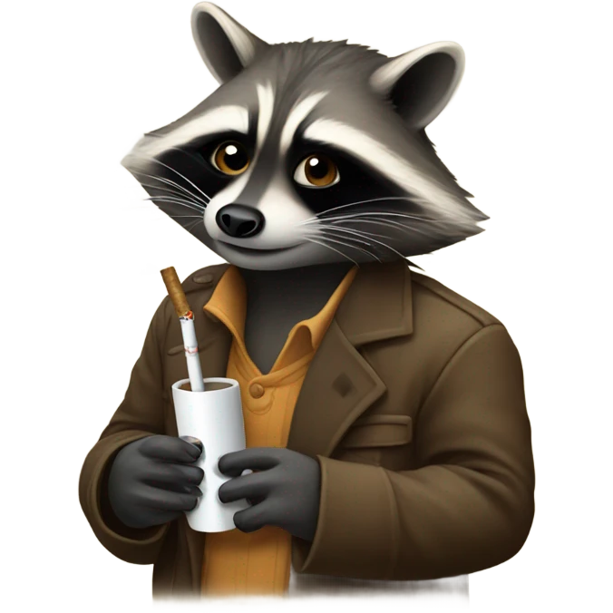 Raccoon smoking a cigarette emoji