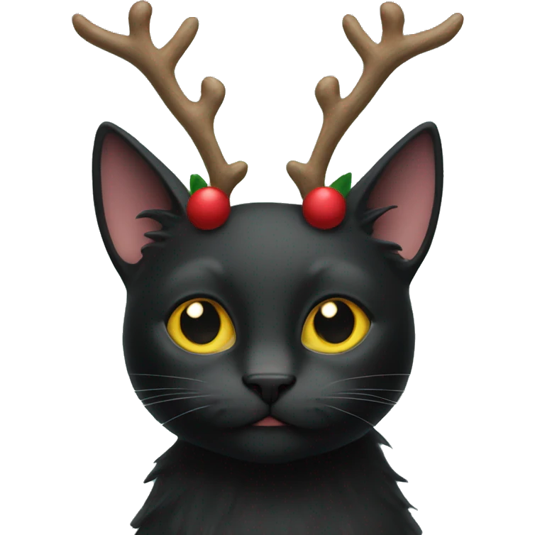 Black cat wearing Antlers emoji