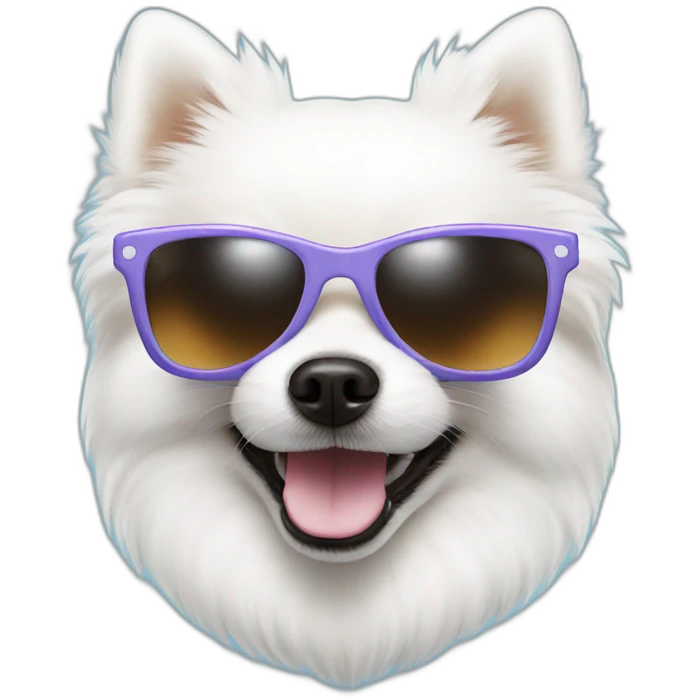 White Pomeranian with sunglasses emoji