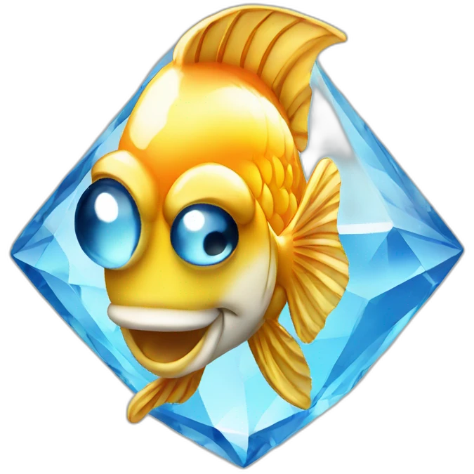 Gold and diamond fish crystal jewel emoji