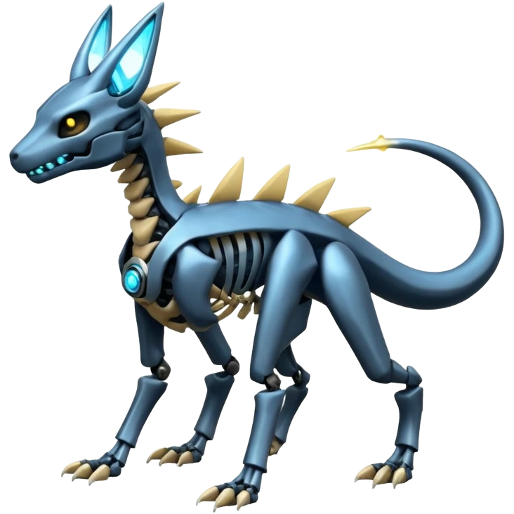 futuristic Skeleton-Cyborg-Manectric-Electrike-Salandit-Cubone-Umbreon-Marowak-Draco-Fakémon-hybrid-creature (full body), 4 legs emoji