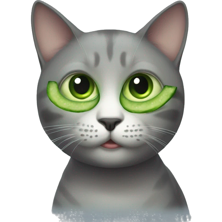 cat with cucumber eyes emoji