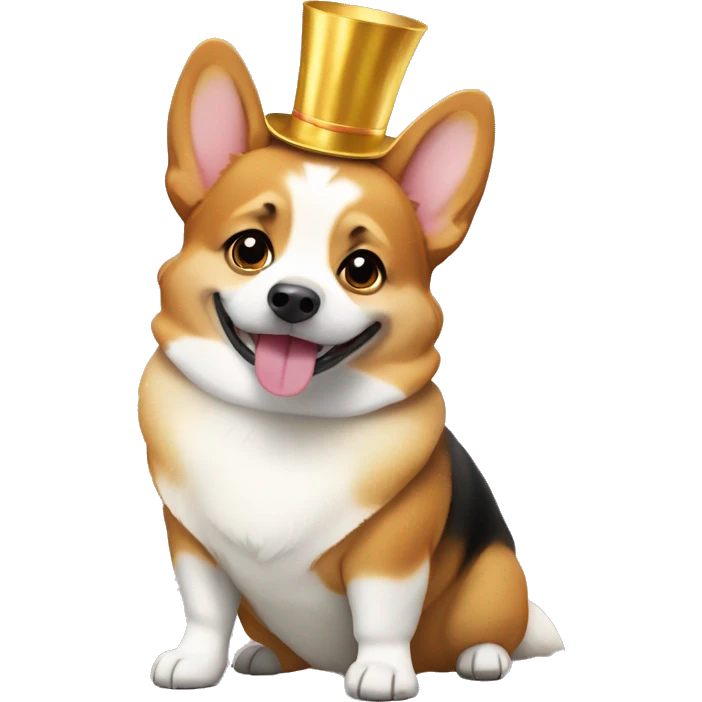 A corgi dog in a New Year's costume emoji