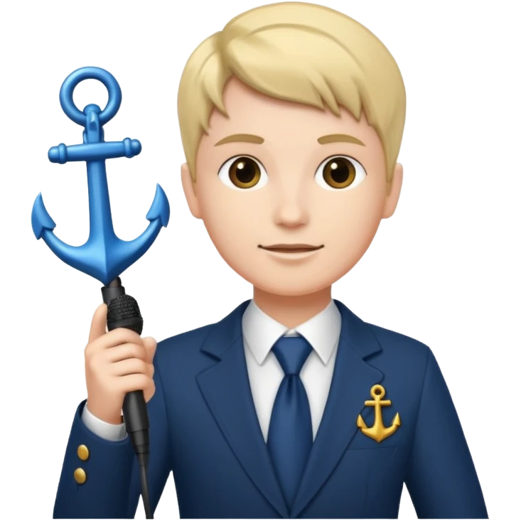 newsroom, anchor with mic emoji