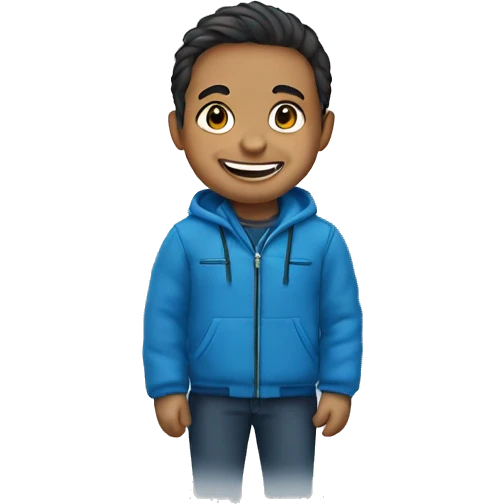 smiling midget in blue jacket emoji