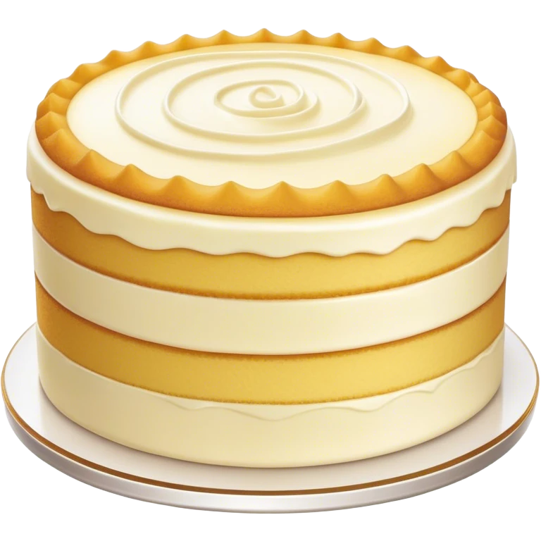 Cinematic Realistic Simple Vanilla Cake, a perfectly baked golden sponge with soft, airy layers, delicate vanilla frosting smoothly spread across the top, tiny flecks of vanilla bean visible, warm golden lighting creating depth, glowing with a sweet, irresistible charm. emoji