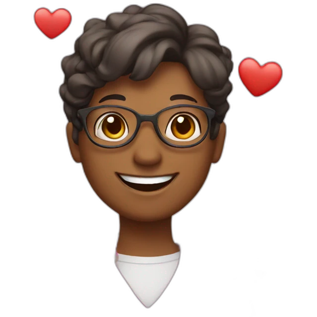 happy teacher with flowers and hearts emoji