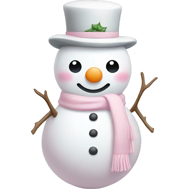 Cute white and light pink snowman emoji
