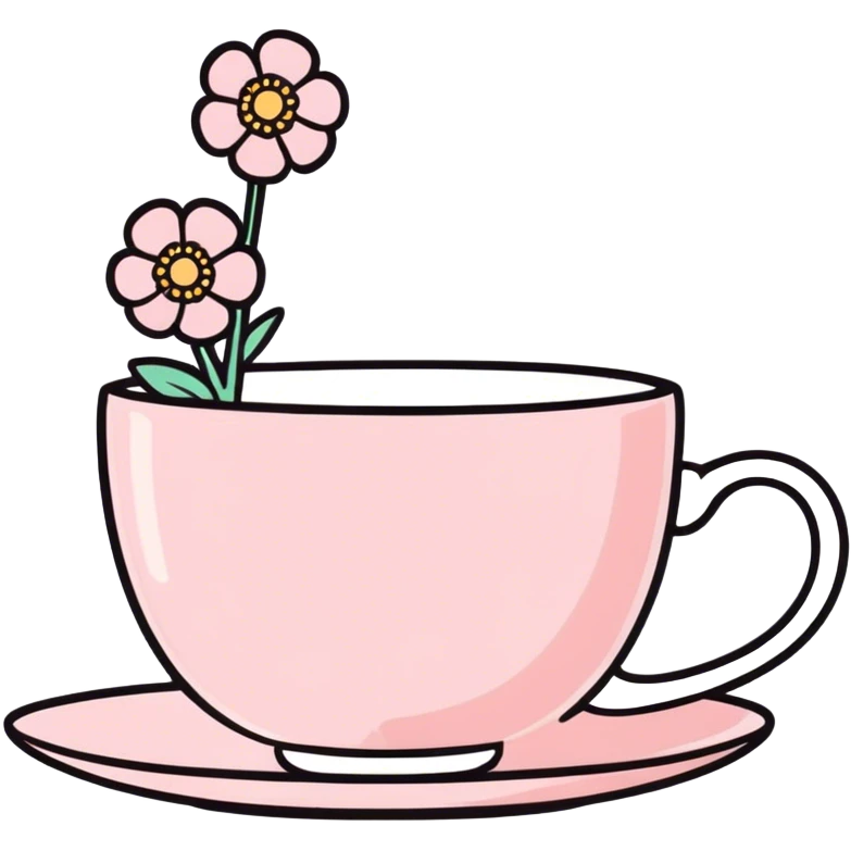 Small pink cup with flowers with a handle emoji