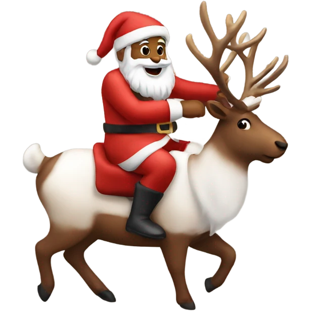 Brown Santa riding a reindeer emoji