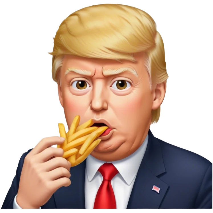 Trump eating French fries emoji