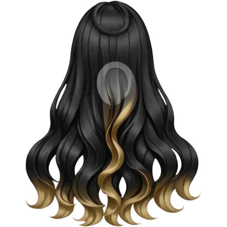 back view of long black voluminous hair emoji
