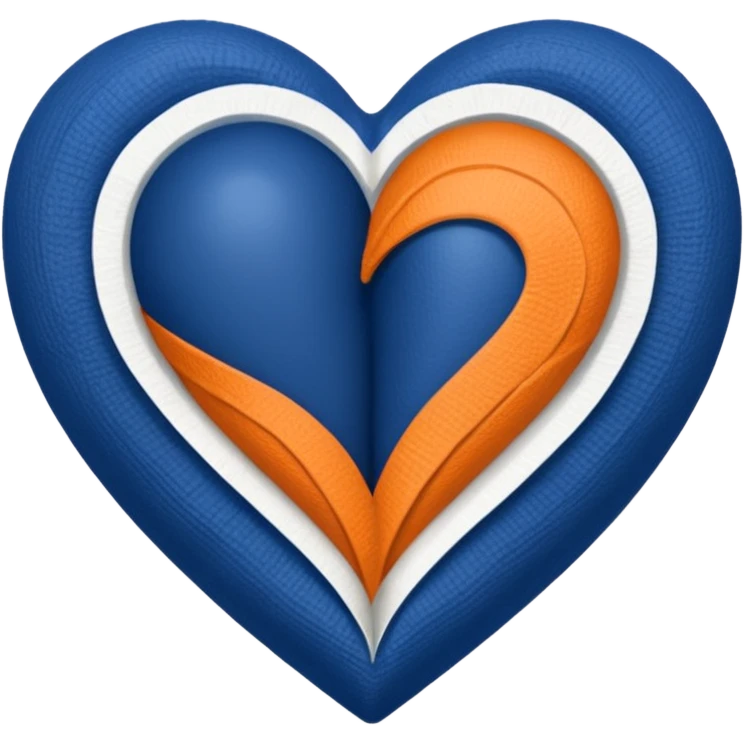 Half dark blue half orange heart split vertically, a white gauze bandage wrapped around the entire heart emoji