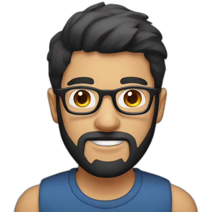 a guy with a black hair and Light beard with glasses emoji