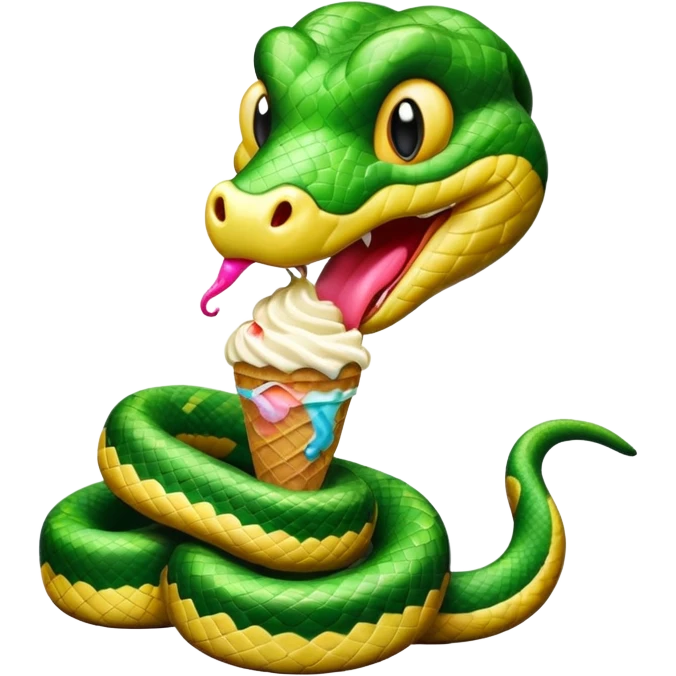 dondurma yiyen yılan emoji