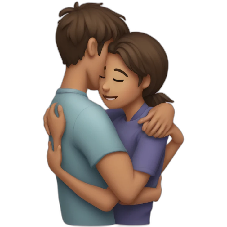 A boy hugging her girlfriend emoji