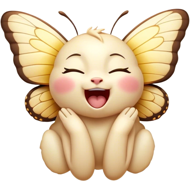 Cinematic Adorable Yawning Butterfly Portrait Emoji, Head tilted slightly with a dramatic, wide-open yawn, showcasing a delicate, softly fluttering body with gently drooping wings and sleepy, half-closed eyes, Simplified yet irresistibly cute features, highly detailed, glowing with a soft, cozy luminescence, high shine, relaxed yet expressive, stylized with a dash of whimsical floral charm, soft glowing outline, capturing the essence of a drowsy butterfly that appears ready to rest its wings for a nap! emoji