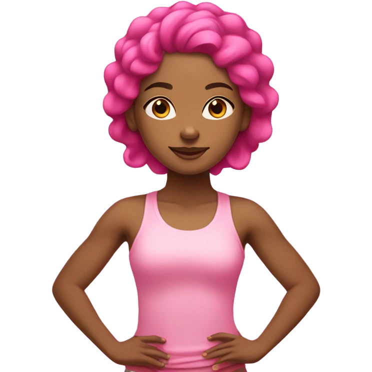 brown skinned yoga girl light pink clothes and hot pink hair  emoji