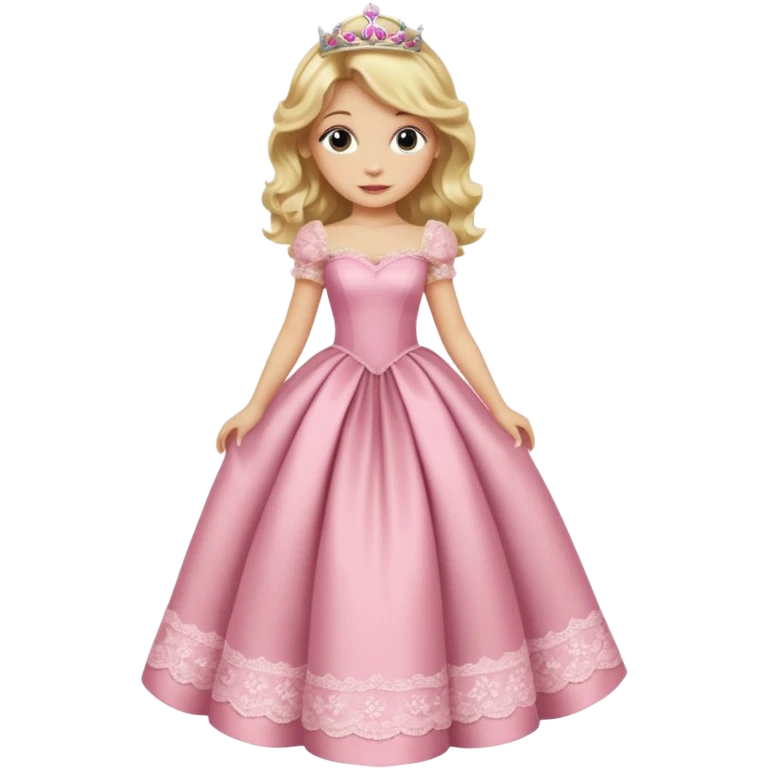 blond wavy beautiful princess full body in pink dress dress elegant emoji