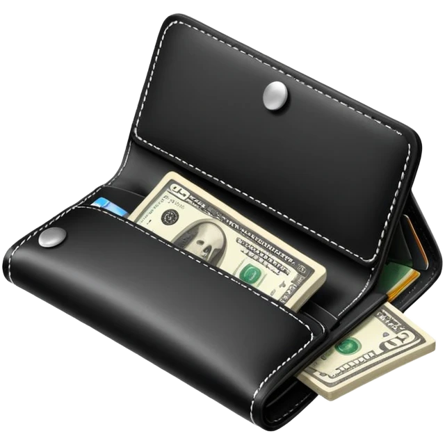 A wallet with money and financial bills, representing financial contribution emoji