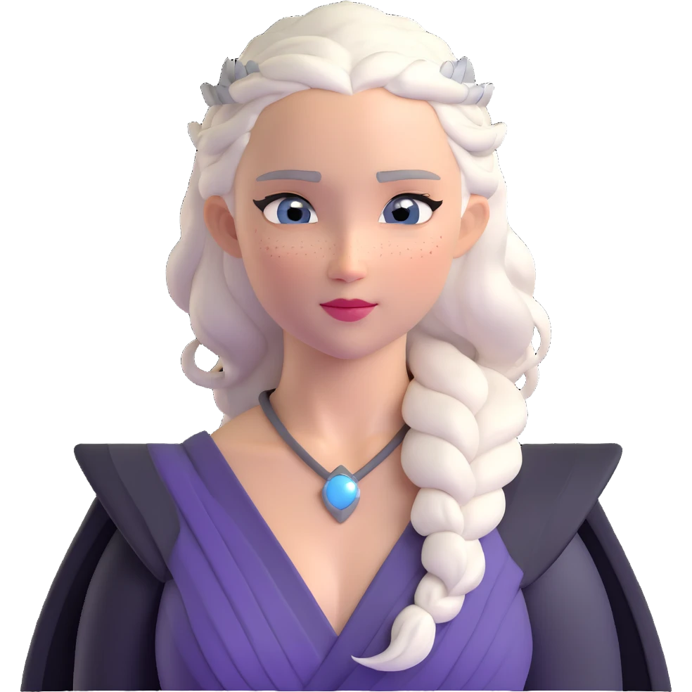 Mother of Dragons Daenerys Targaryen with silver hair, upper body emoji