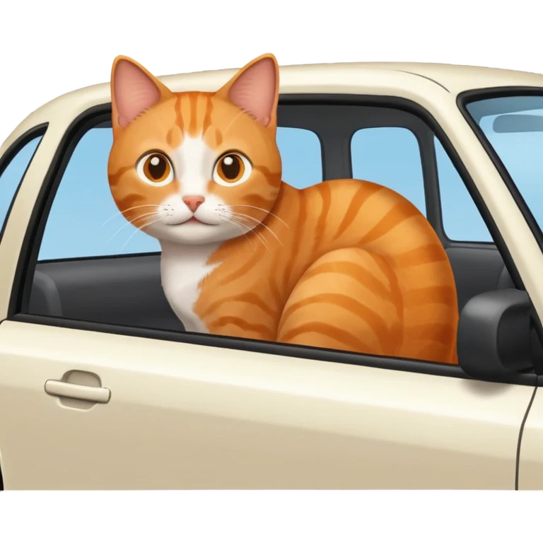cat looking out the rear window of a car, emoji style emoji