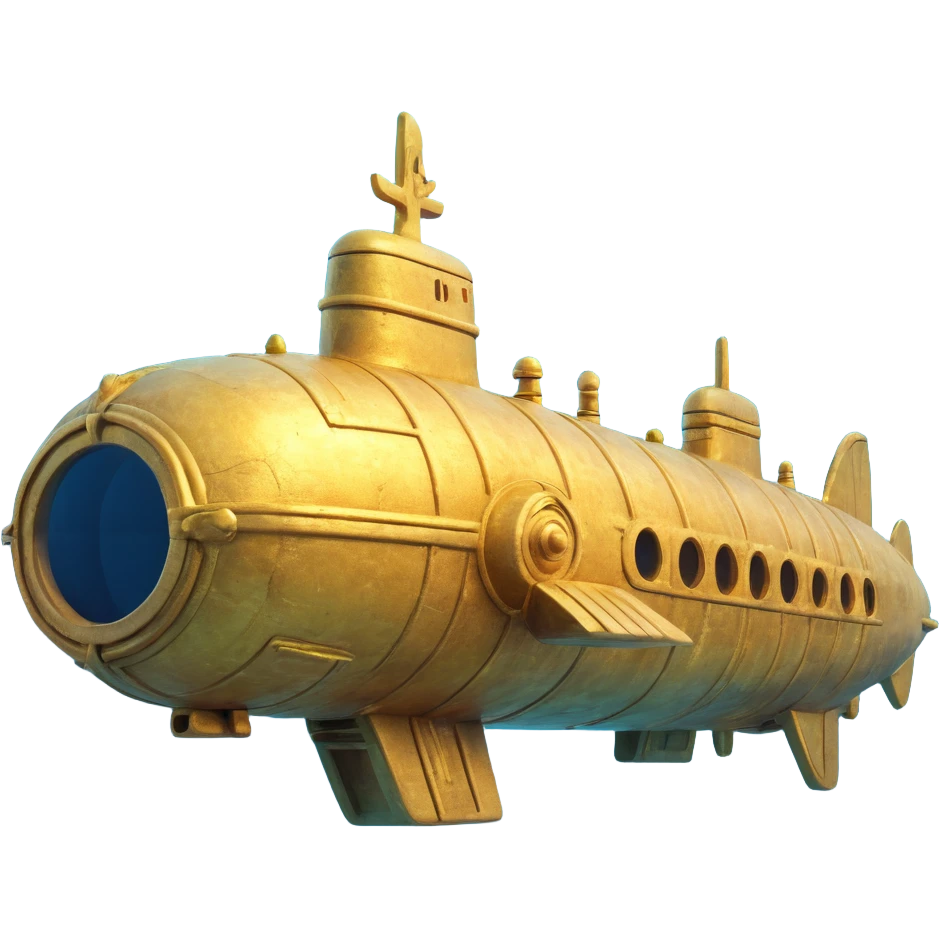 ancient golden submarine with Anunnaki motifs underwater weathered and mystical look emoji